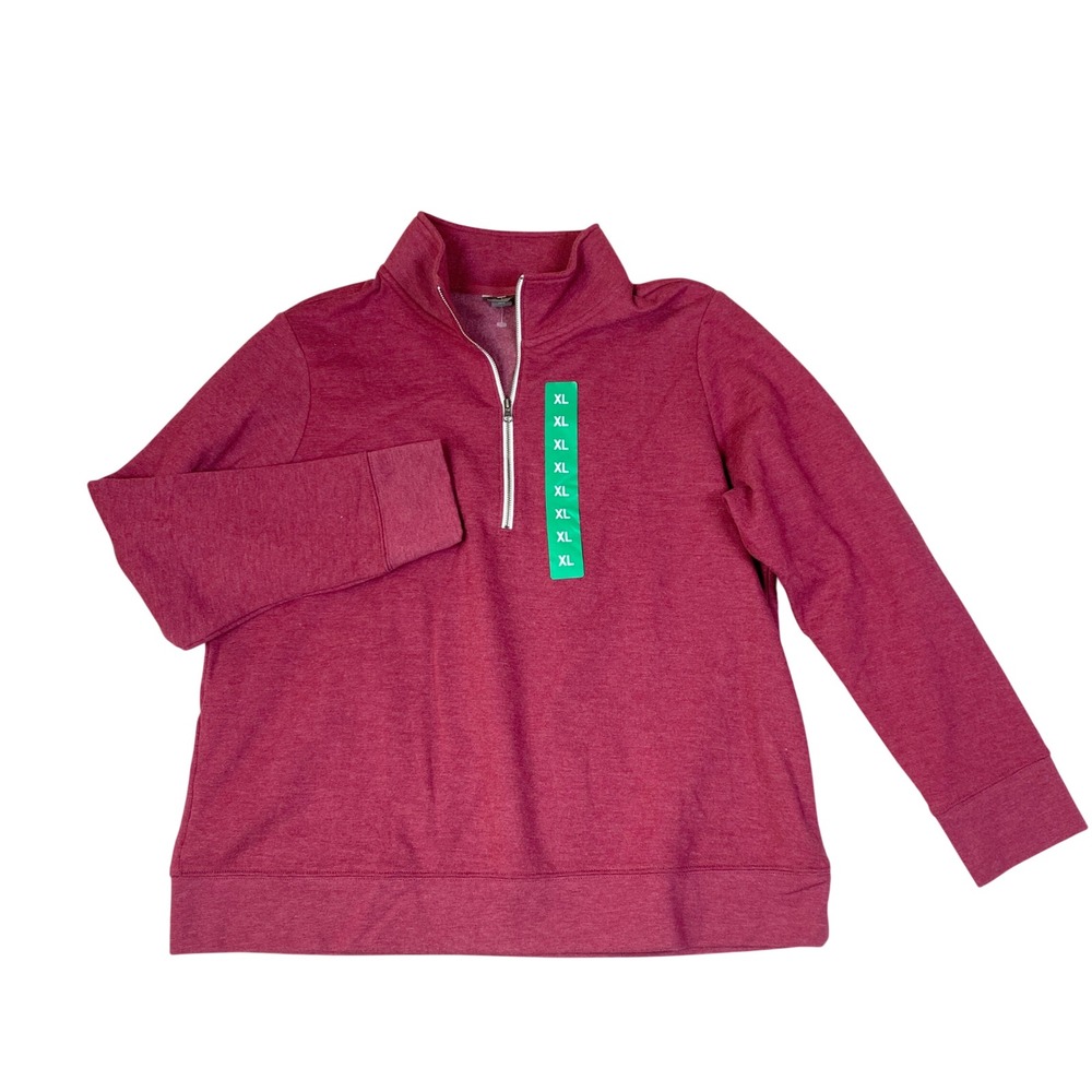 Eddie Bauer Gorpcore Quarter Zip Pullover Sweatshirt Women XL Burgundy Fleece